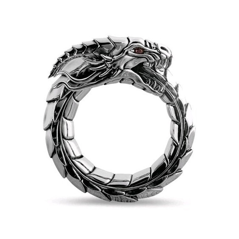Nhẫn mạ vàng/ bạc họa tiết rồng phong cách dân tộc thời trang dành cho nam