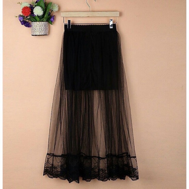 Chân váy trong ngắn phối lưới ngoài dài chỉ 85k
