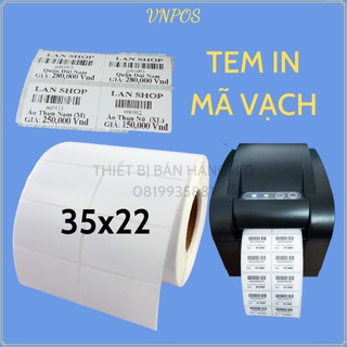 Giấy in tem mã vạch 35x22mm, in giá sản phẩm cho siêu thị, cửa hàng, shop thời trang...