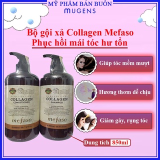 Bộ dầu gội xả Collagen Mefaso 850ml siêu mềm mượt, phục hồi mái tóc hư tổn cao cấp CT02