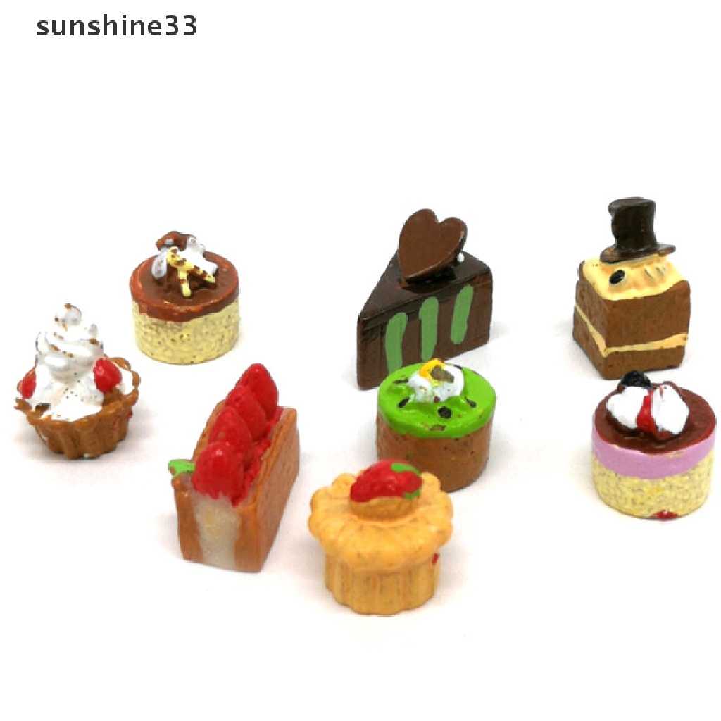 Set 8 Mô Hình Bánh Cupcake / Sô Cô La / Món Ăn Dành Cho Nhà Búp Bê