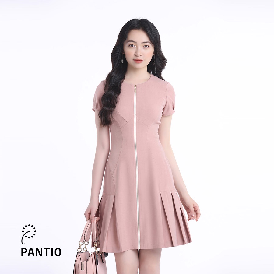 Đầm công sở chất liệu thô mềm thiết kế khóa kéo dáng xòe FDC32519 - PANTIO