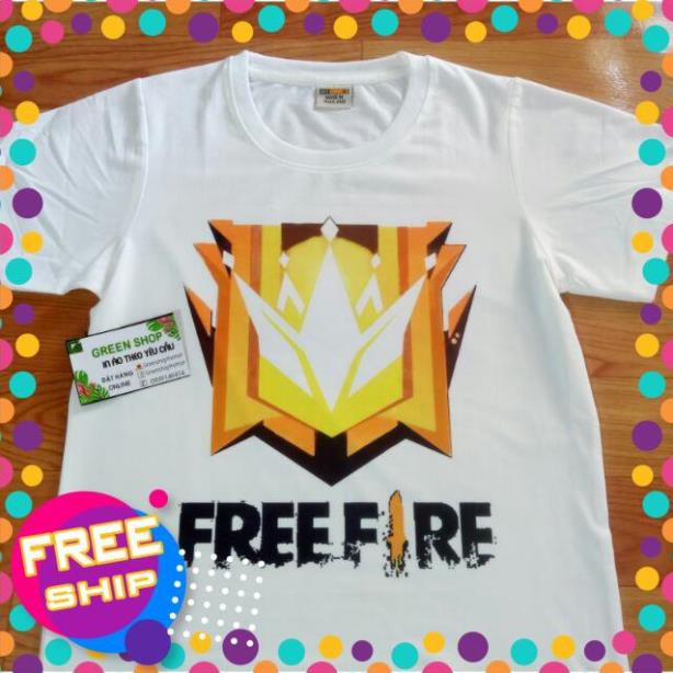 ÁO FREE FIRE[ Xả Kho ] (Hot)  Áo thun free fire logo rank thách đấu logo huyền thoại ảnh thật in tại shop