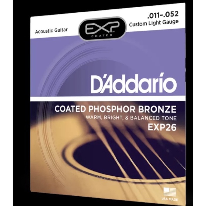 Dây đàn guitar acoustic D’Addario EXP26 Coated Phosphor Bronze