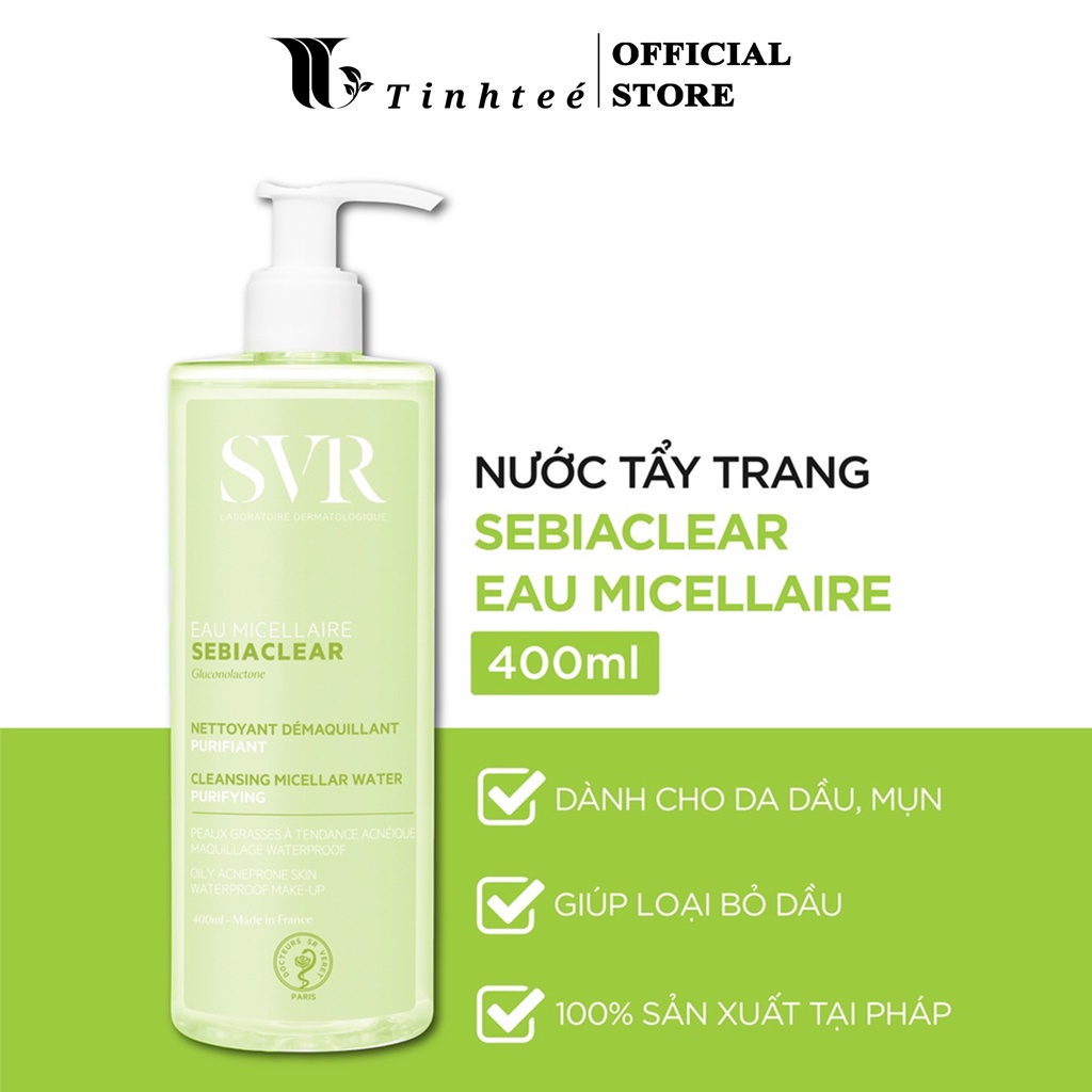 Nước tẩy trang svr cho da dầu mụn, làm sạch và dịu nhẹ SVR Sebiaclear Eau Micellaire 400ml