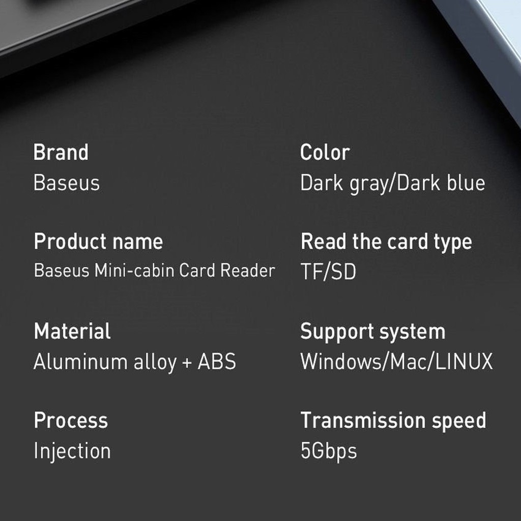 Đầu đọc thẻ nhớ đa năng cổng giao tiếp USB/ Type-C Baseus Mini Cabin Card Reader cho Smartphone/ Macbook/ Laptop