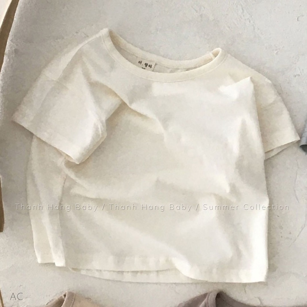 Áo thun trơn cotton cho bé trai bé gái, áo phông cho bé thanh hằng baby 7 - 15 Kg