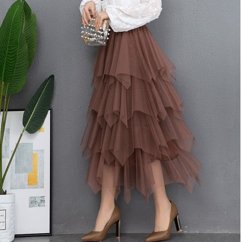 Chân Váy Lưới Tầng Dáng Dài Thời Trang Mùa Hè Mới 2019 Cho Nữ