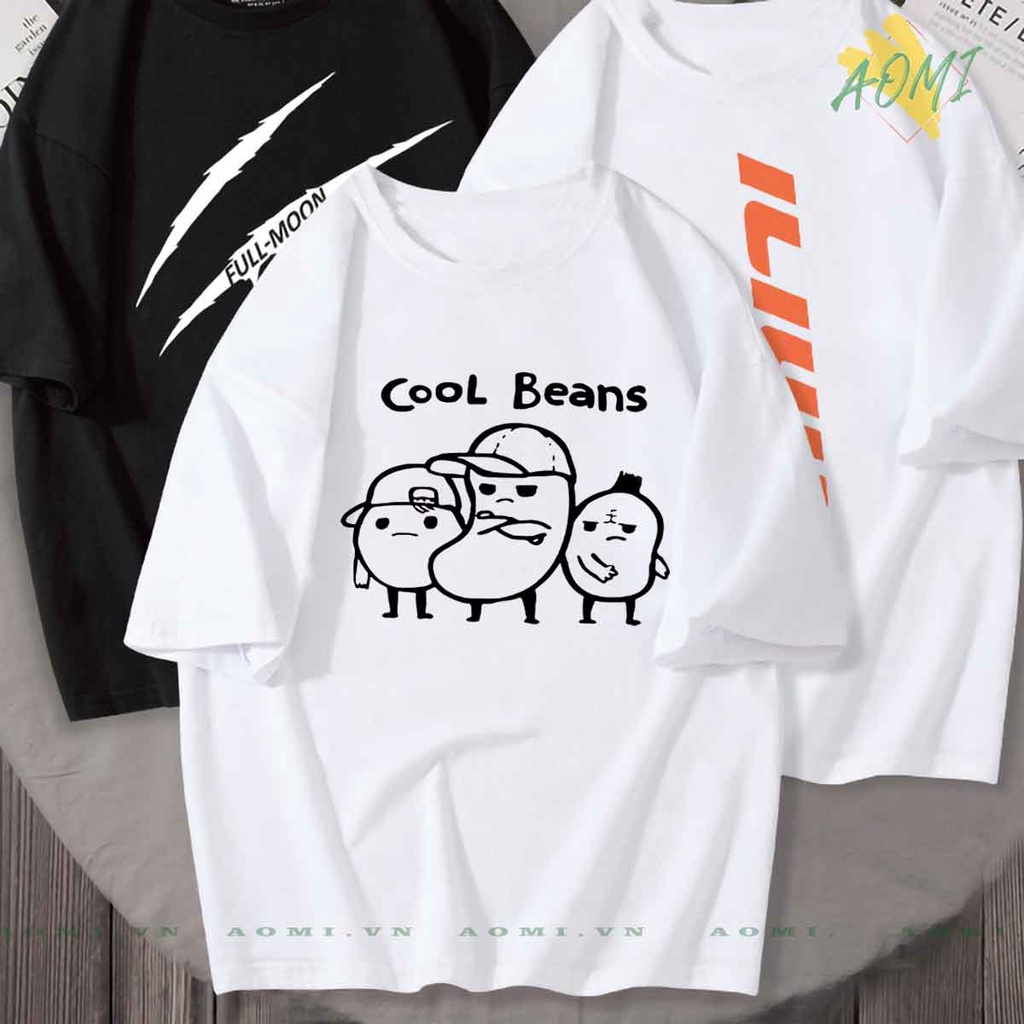 ÁO THUN HOTREND COTTON 2D 3158 FORM RỘNG FREESIZE DƯỚI 70KG PHÔNG NAM NỮ TAY NGẴN CẶP ĐÔI UNISEX ĐEN TRẮNG AOMIVN