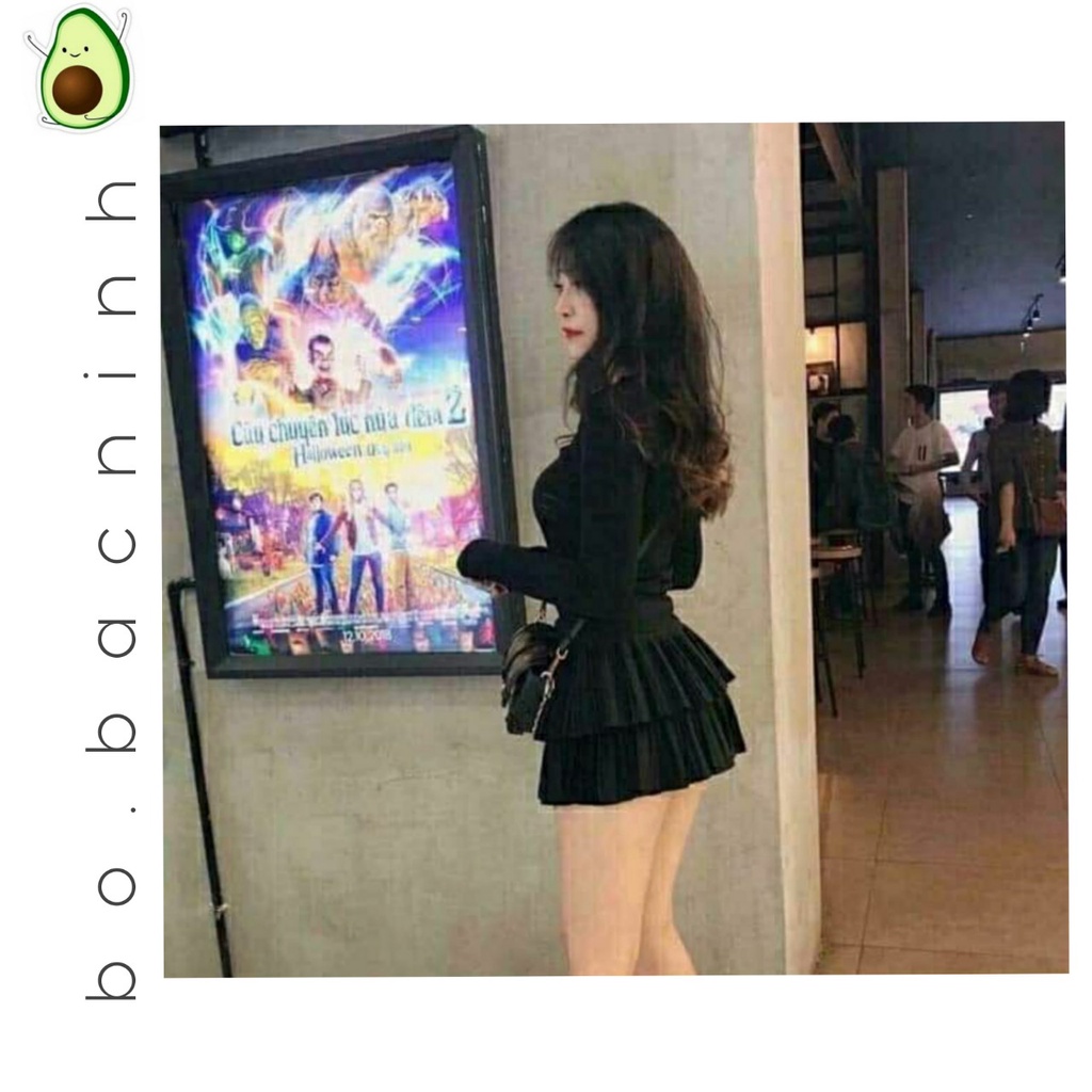 Chân váy xếp tầng phồng dáng ngắn xòe ( có quần trong )