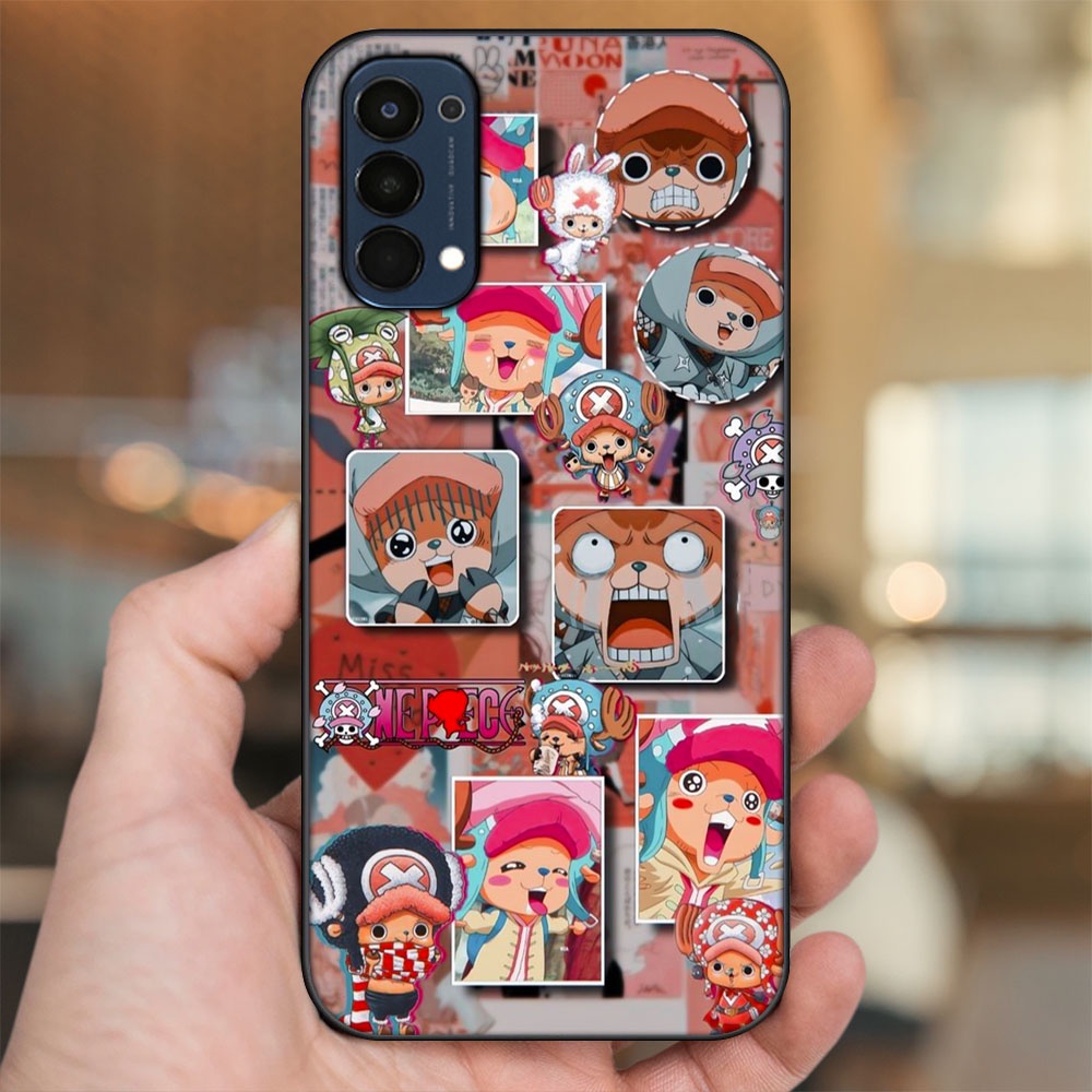 Ốp lưng Oppo Reno 4 viền đen in hình Chopper One Piece Đảo Hải Tặc