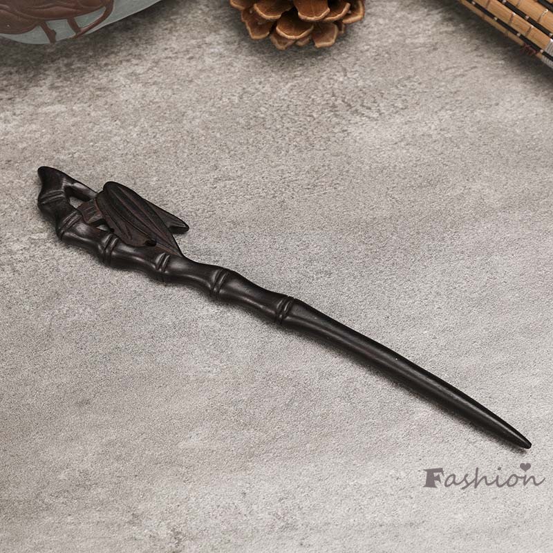 Trâm Cài Tóc Bằng Gỗ Đàn Hương Đen Khắc Thủ Công Phong Cách Trung Hoa Cổ Điển Dành Cho Nữ Mặc Sườn Xám