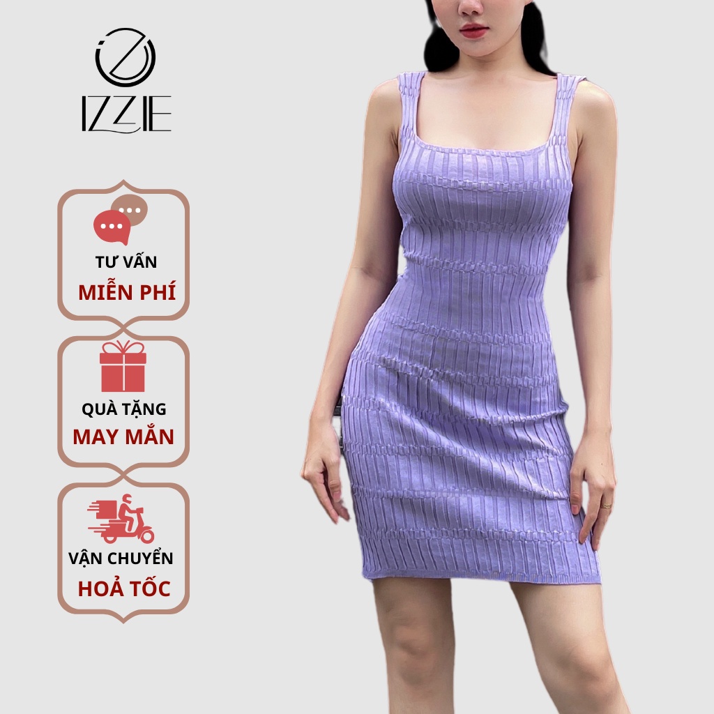Váy hai dây body IZZIE V354 chun xoắn quyến rũ, màu sắc đa dạng trendy nổi bật
