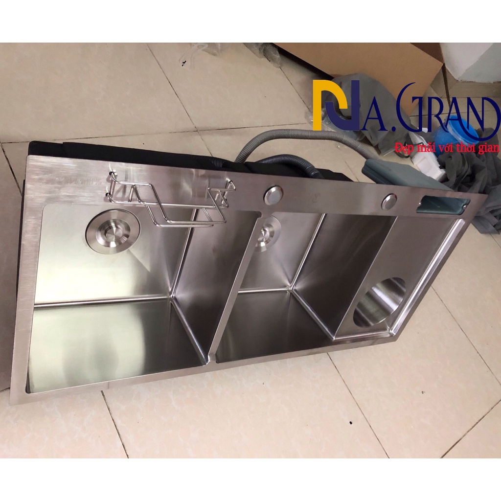 [Chậu Đúc] Combo Chậu Rửa Chén Bát INOX SUS 304 N3 10048 NA.GRAND và Xả và Rổ và Vòi chén nóng lạnh và Bình rửa chén