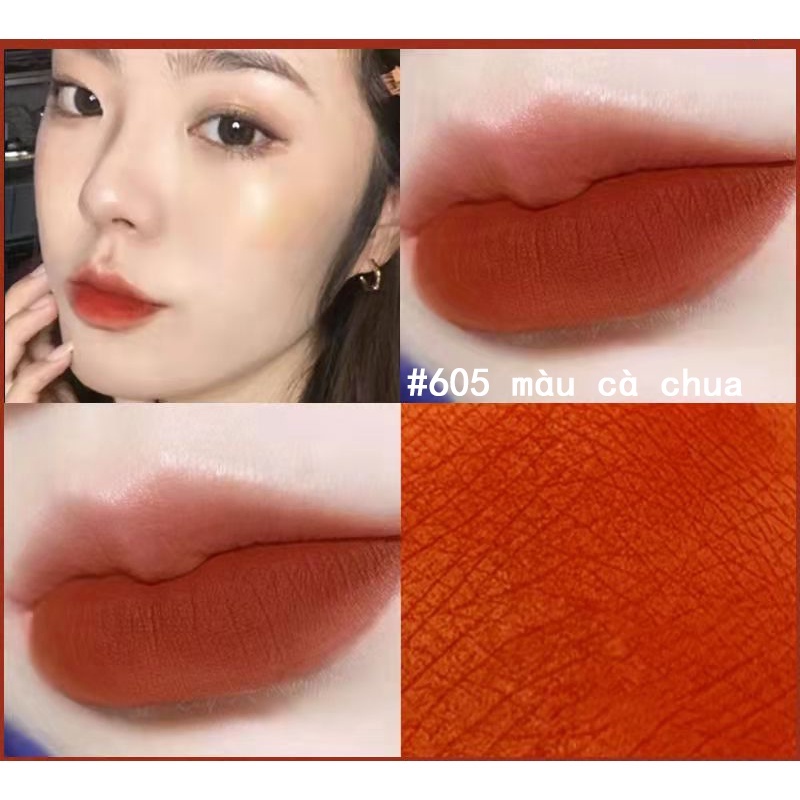 Unny Club môi màu nhung lì mỏng lâu trôi on môi dưỡng ẩm men tinh thể Son bóng lì Tint