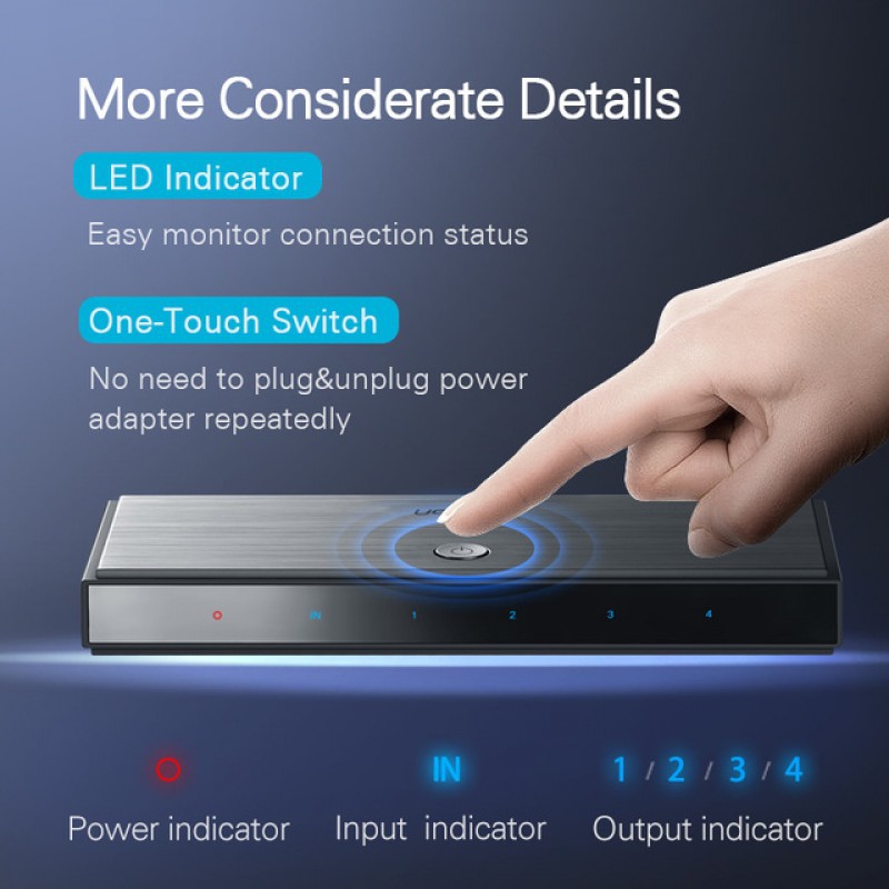 Bộ chia HDMI 1 ra 4 chuẩn 2.0 4K@60Hz Ugreen 50708 - Hàng Chính Hãng