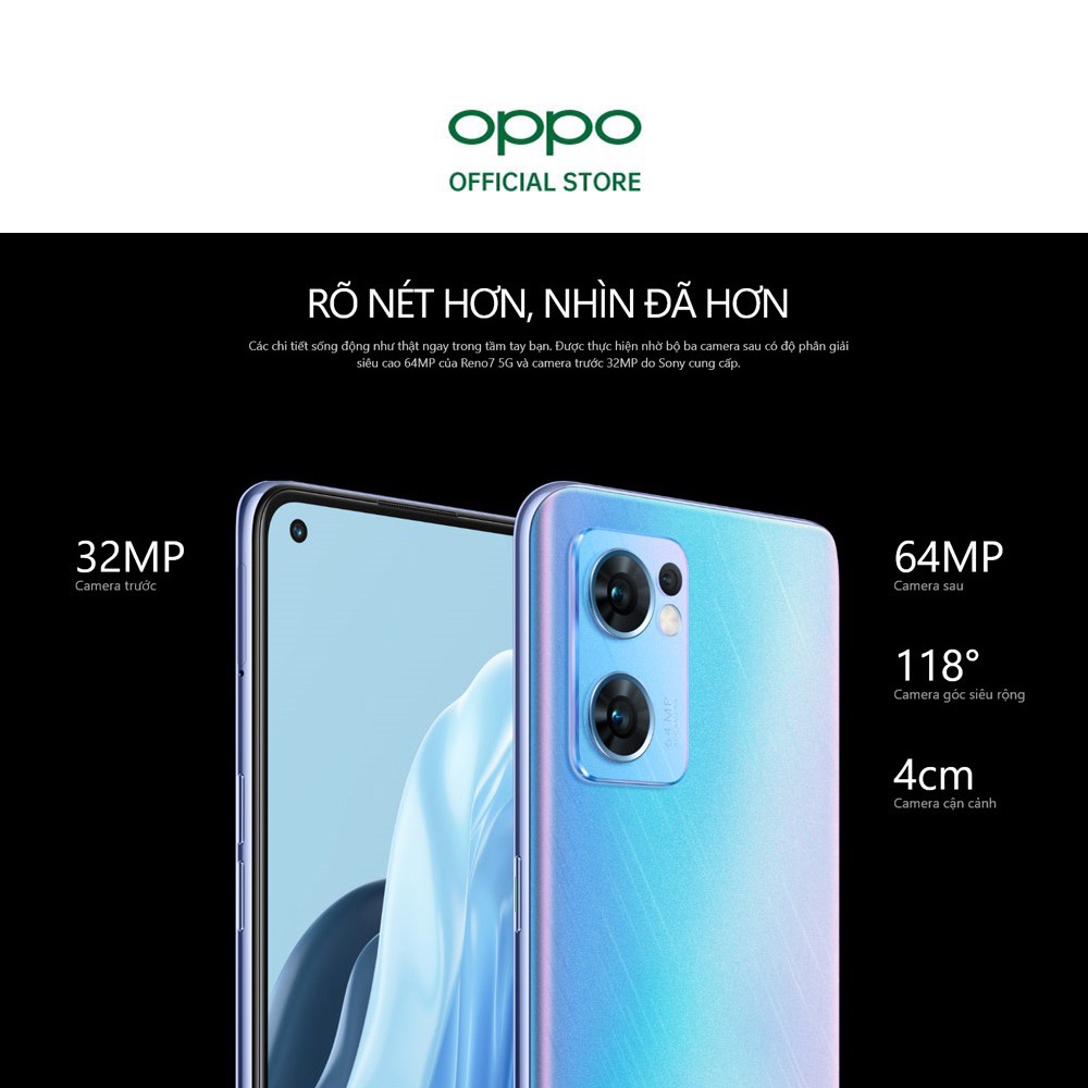 [Mã ELCN7 giảm 7% đơn 2TR] Điện Thoại OPPO RENO7 5G (8GB/256GB) - Hàng Chính Hãng