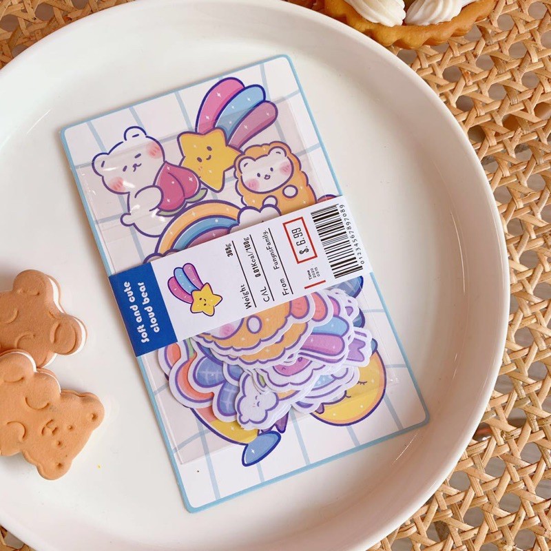 Set sticker decal dán sổ vở, đồ dùng 20 miếng hình hoa quả cute