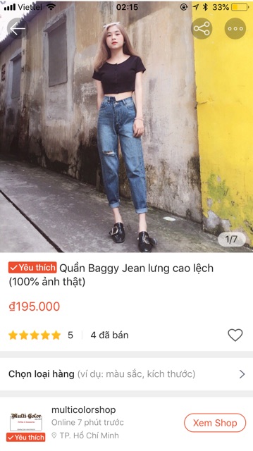 Quần Baggy Jean lưng cao lệch (100% ảnh thật)