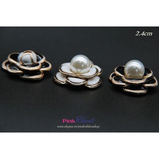 Charm hoa trà đen trắng các loại phụ kiện thời trang, gắn lên phụ kiện tóc, làm phụ kiện nơ bờm kẹp tóc, DIY