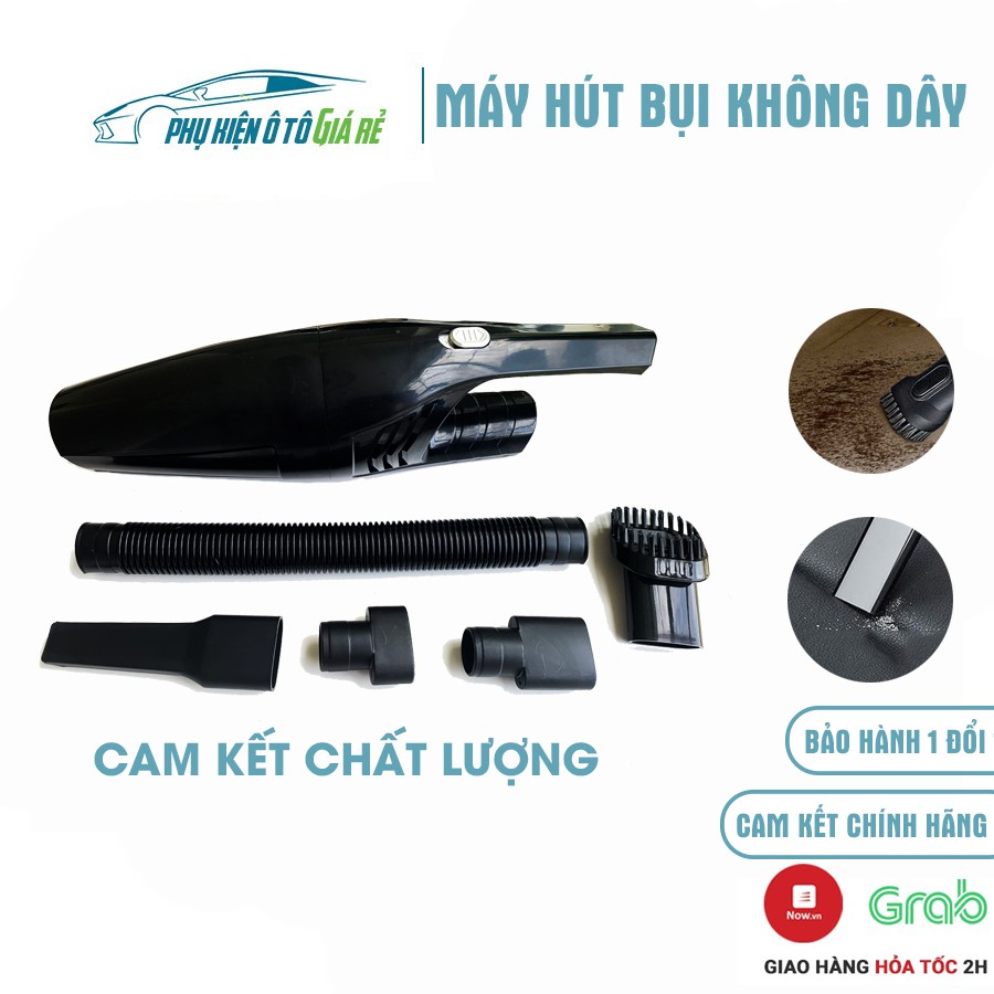 Máy hút bụi ô tô cầm tay công suất lớn, Máy hút bụi không dây cho xe hơi công suất 120W sạc bằng dây usb 5 đầu hút