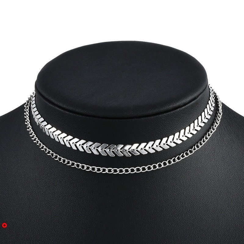Vòng cổ choker hai lớp hình xương cá thời trang cho nữ