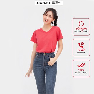 Áo thun nữ cổ tim cơ bản GUMAC nhiều màu, form cơ bản ATB808