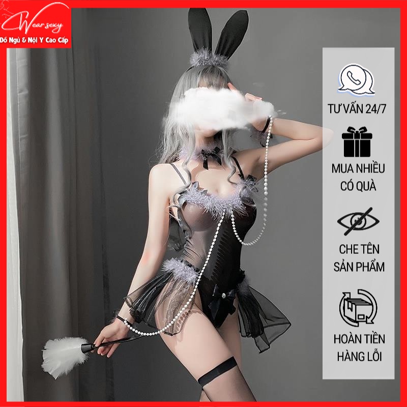 Cosplay Cô Gái Thỏ Bí Ẩn Kèm Chuỗi Ngọc MS7434 [CWEAR.SEXY_ĐỒ NGỦ &amp; NỘI Y CAO CẤP]