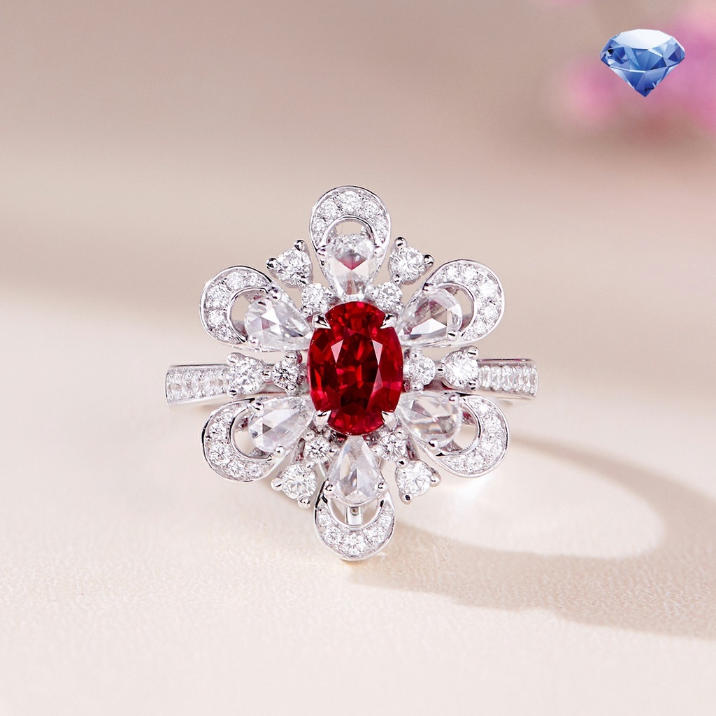 Nhẫn Đính Đá Ruby Tự Nhiên Sang Trọng Sáng Tạo