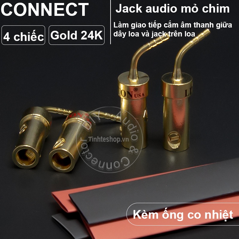 Rắc mỏ chim cắm cho Loa Âm ly nhân đồng mạ vàng 24K 4 chiếc