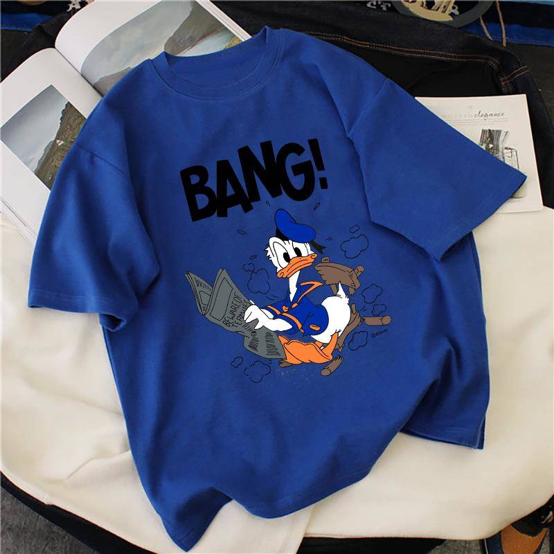 NRVP Áo thun tay ngắn dáng rộng họa tiết hoạt hình dễ thương phong cách Hàn Quốc 2021 cho nữ