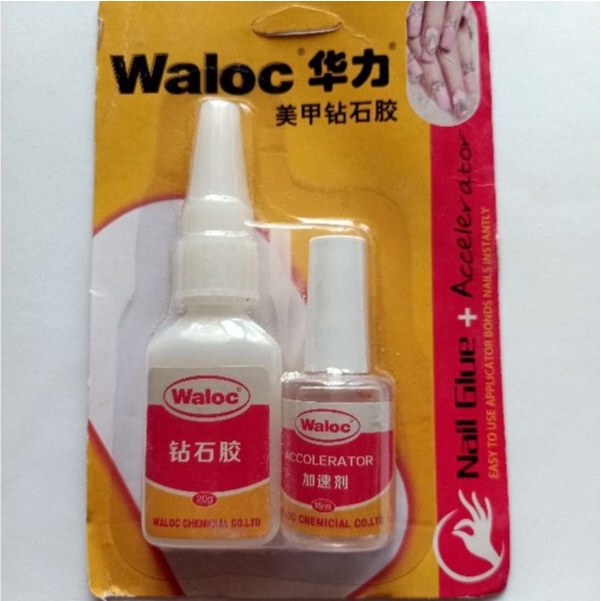 Cặp Keo gắn móng, đính đá Waloc 20g, 15ml