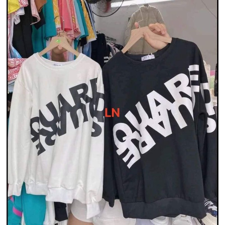 Áo sweater nỉ bông bo tay chữ chéo QUARE