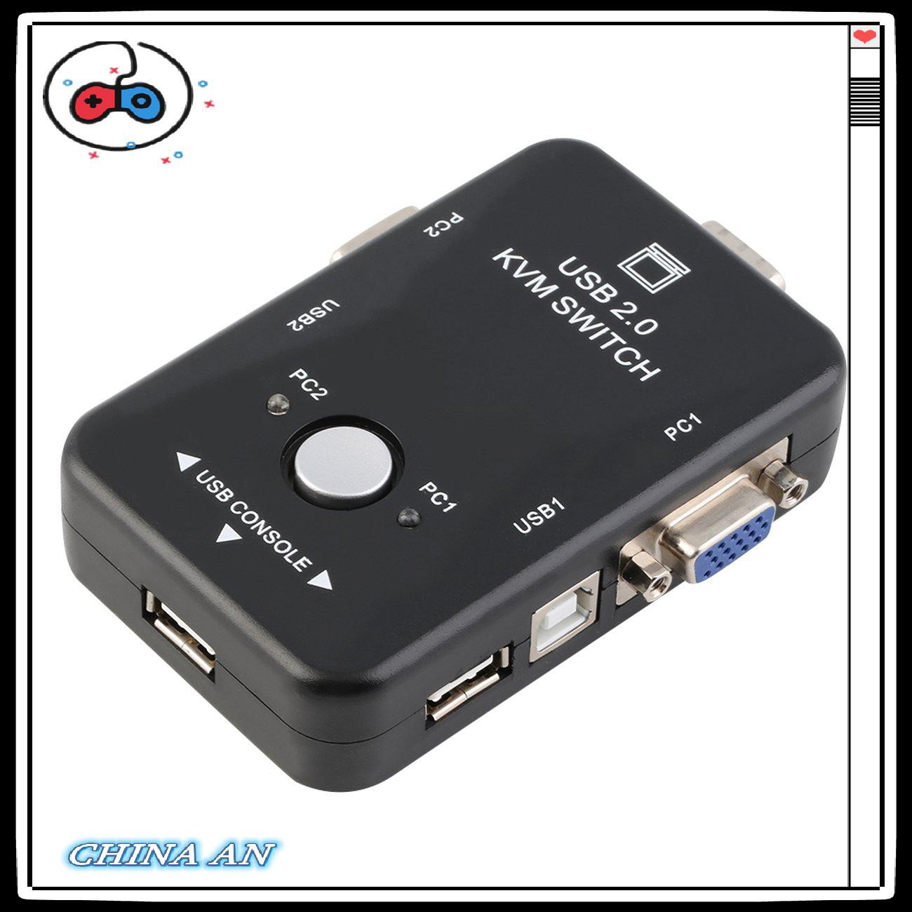 ⚡Hot sản phẩm/2 Ports USB 2.0 VGA/SVGA KVM Switch Box for Sharing Monitor Keyboard Mouse