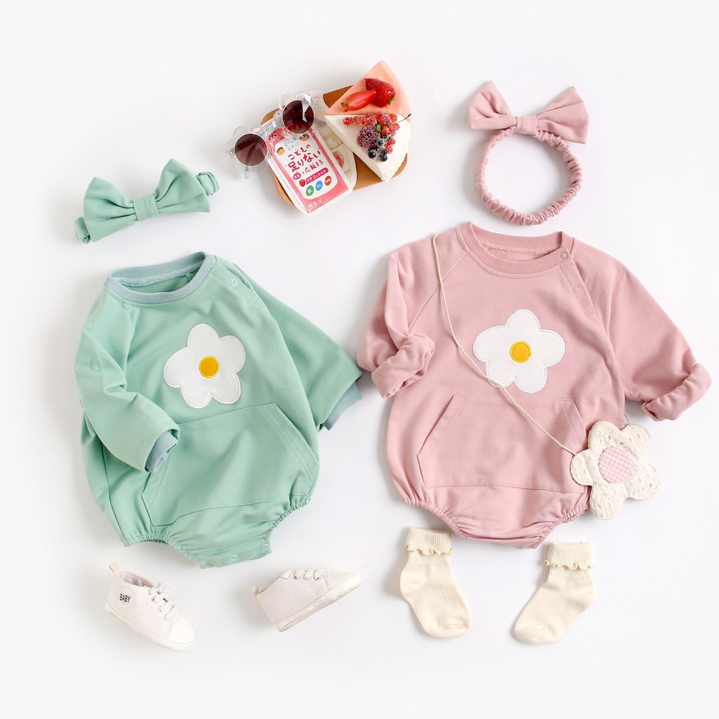 Bộ Áo Liền Quần Cotton Sanlutoz Họa Tiết Đáng Yêu Kèm Băng Đô Thời Trang Mùa Xuân Cho Bé Gái