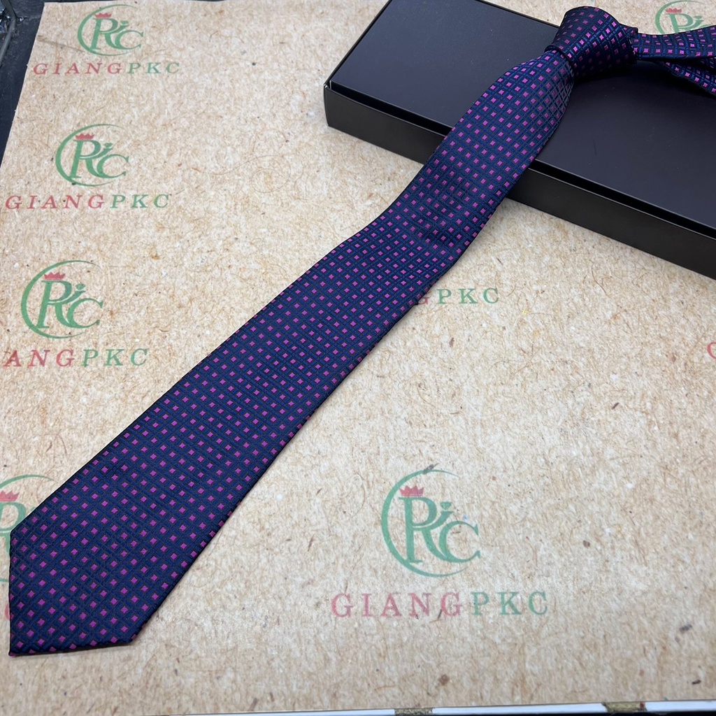 Cà vạt nam màu tím trung niên bản 8cm dài tự thắt hàng dầy 3 lớp dành cho Lãnh Đạo Phụ kiện cưới Giang