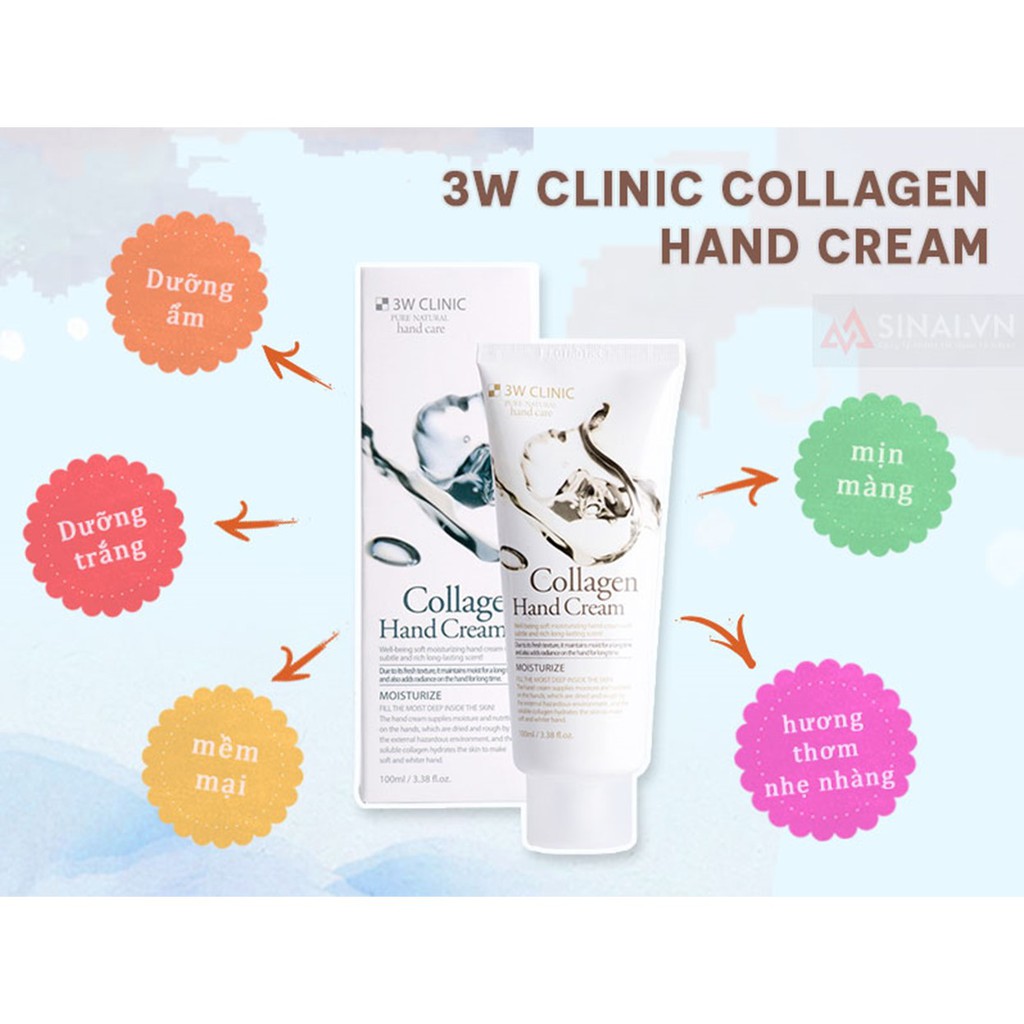 Kem Dưỡng Da Tay Collagen 3W Clinic Collagen Hand Cream 100ml