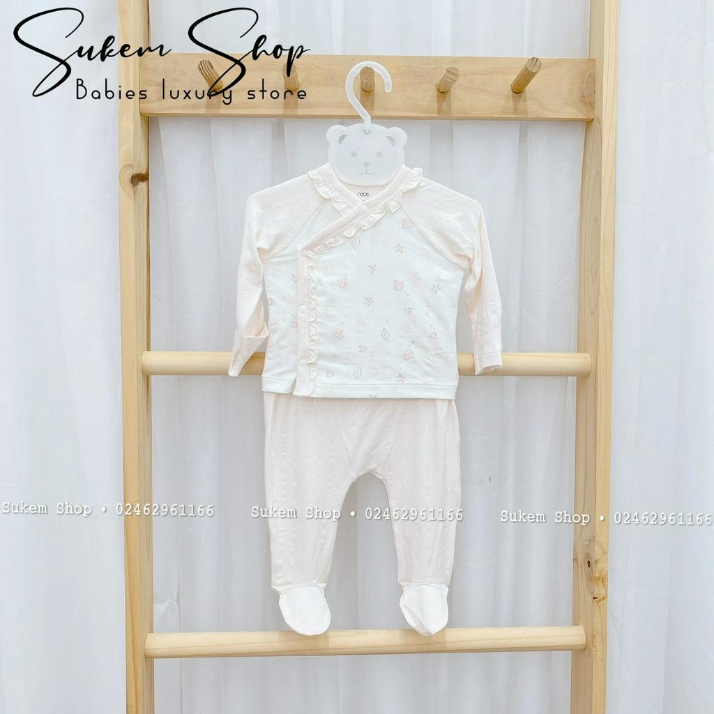 [NOUS] Bộ Cài Lệch Quần Liền Tất Sơ Sinh Nous  2023 Mềm Thoáng Cho Bé 3-6kg