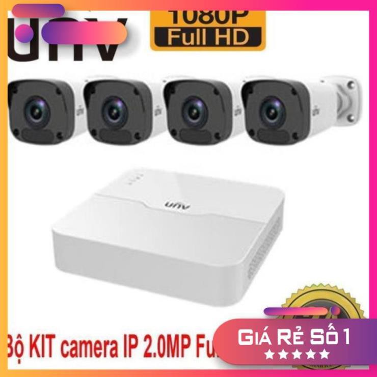 [Hàng chính hãng]  Bộ KIT 4 Camera UNV IP 2.0Mpx FULL HD 1080P gồm  ĐẦU GHI+ 4 CAM + Ổ CỨNG, 4 cổng POE dễ dàng lắp đặt