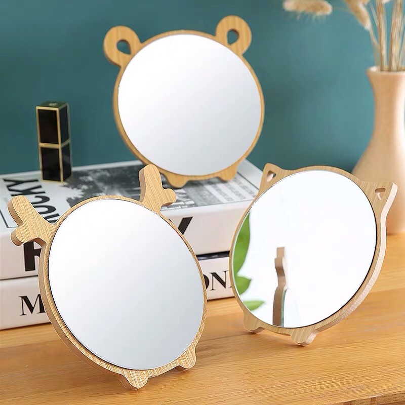Gương gỗ để bàn tai mèo hươu đáng iu🦌