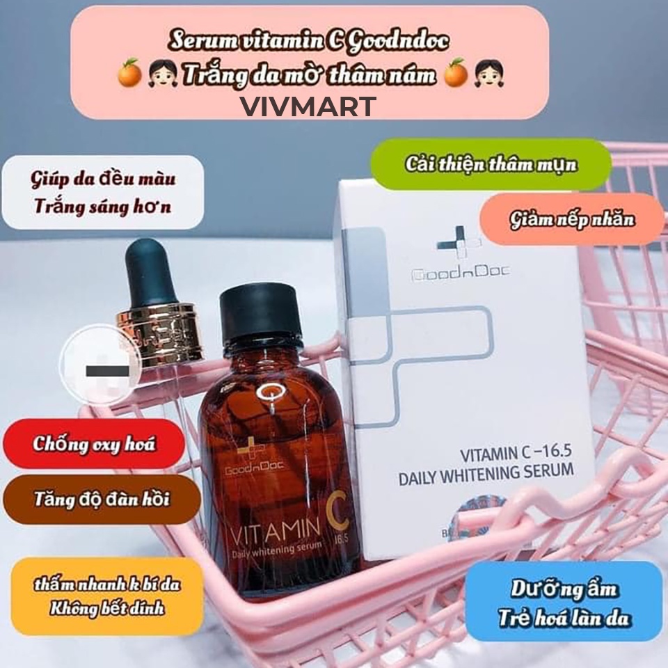 ✅ SERUM VITAMIN C MỜ THÂM NÁM TRẮNG DA GOODNDOC VITAMIN C 16.5 DAILY WHITENING SERUM 30ml