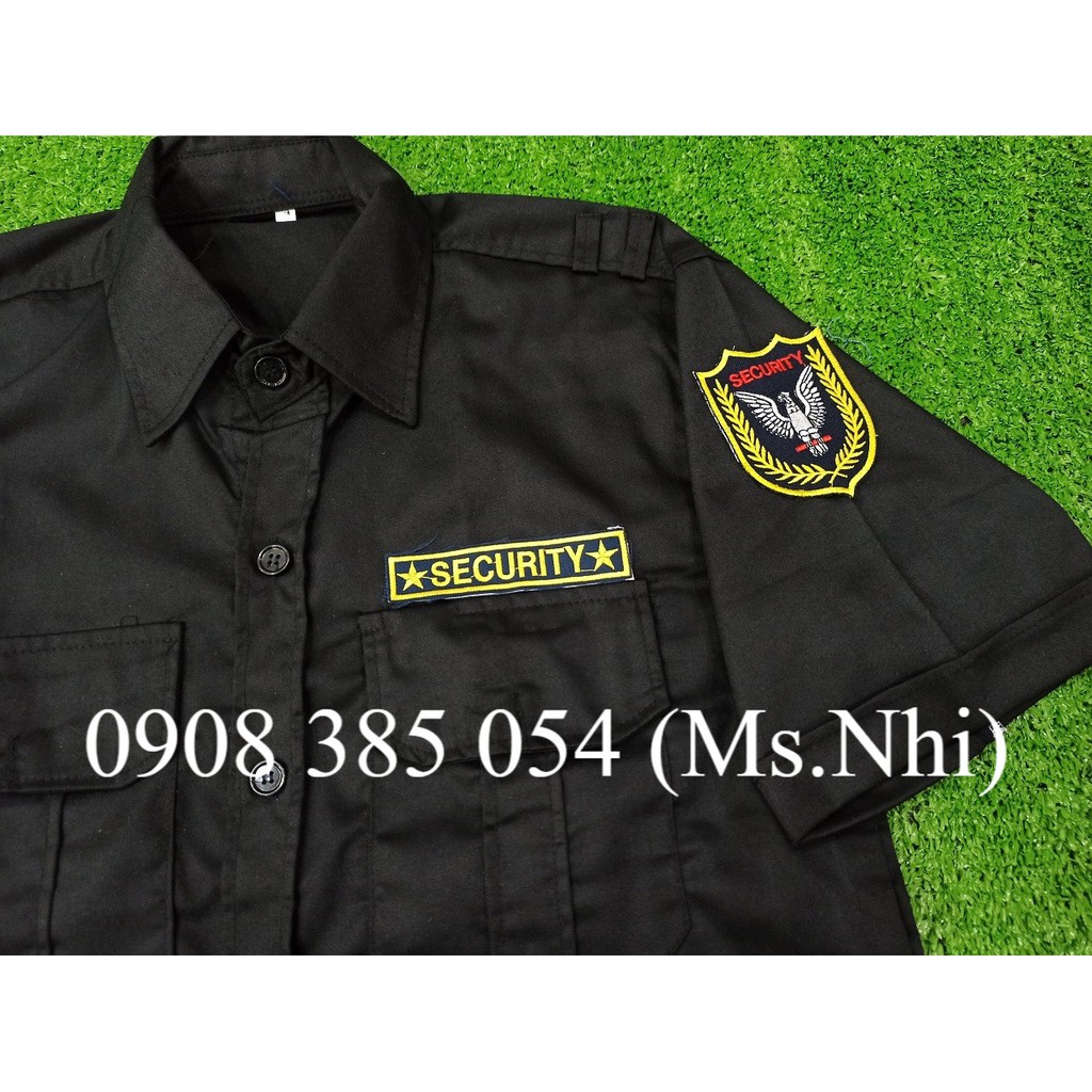 Áo vệ sĩ màu đen kèm logo vải kaki thấm hút mồ hôi- Hình thật