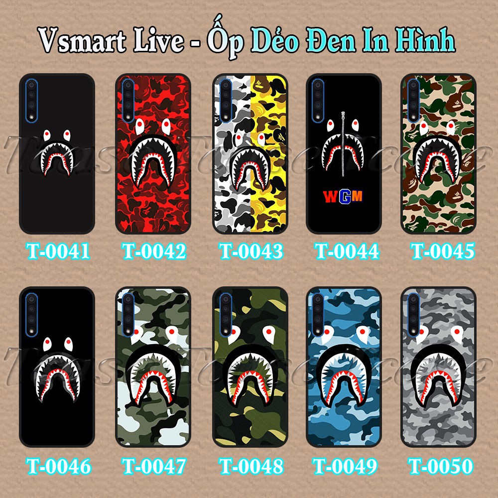 Ốp lưng Vsmart Live dẻo đen in hình Bape