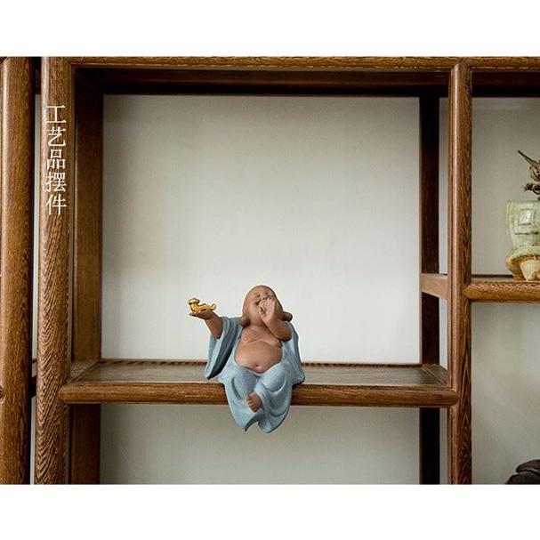 Tượng Phật Di Lặc Ngồi Tự Tại - Tượng Trang Trí Chất liệu Gốm Tử Sa Cao Cấp - Men Cát Sần