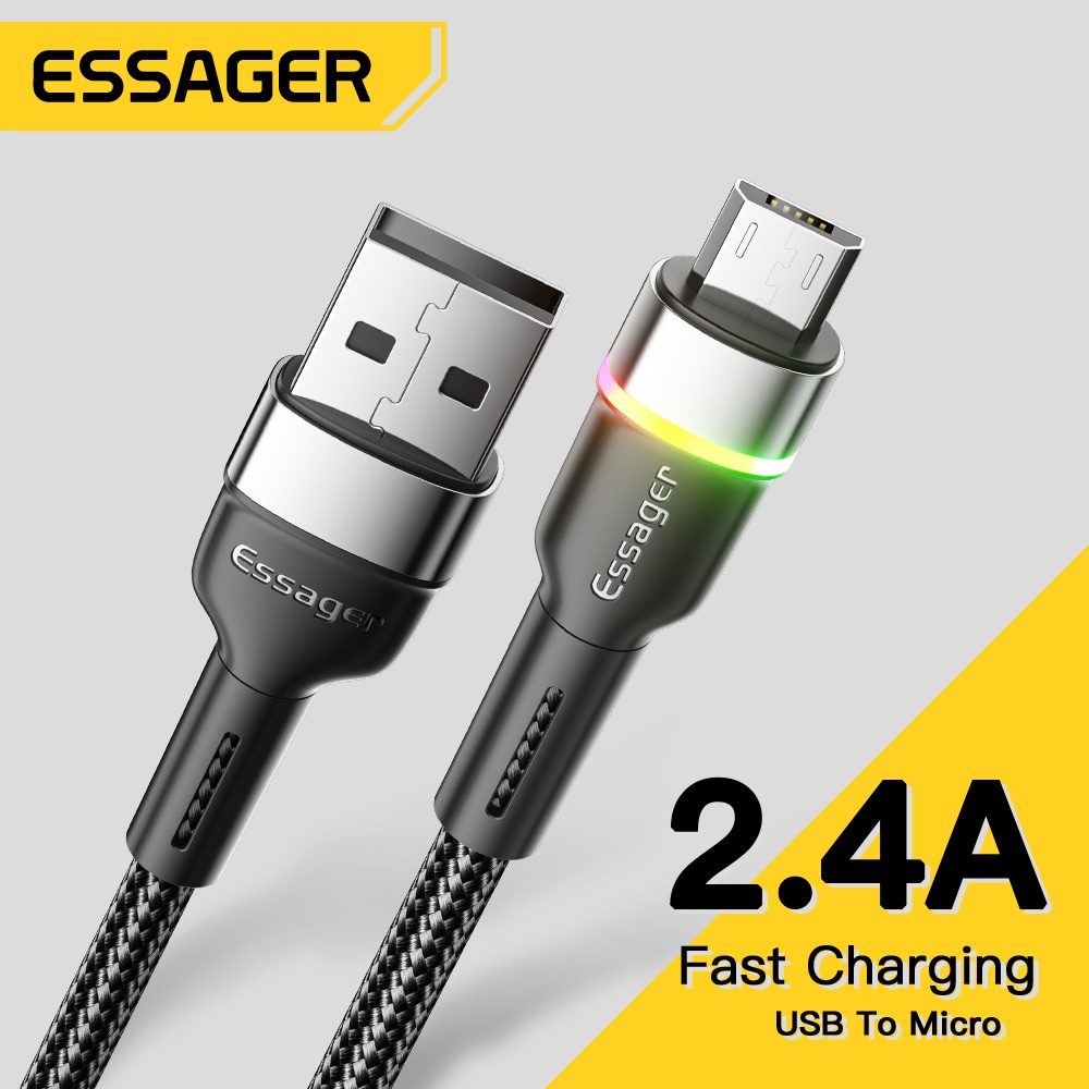 Cáp sạc nhanh micro USB ESSAGER 2.4A chất lượng cao tiện dụng
