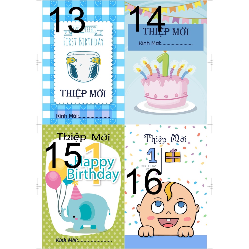 IN theo yêu cầu Thiệp Sinh Nhật - Thiệp Thôi Nôi - Thiệp Đầy Tháng Cho Bé