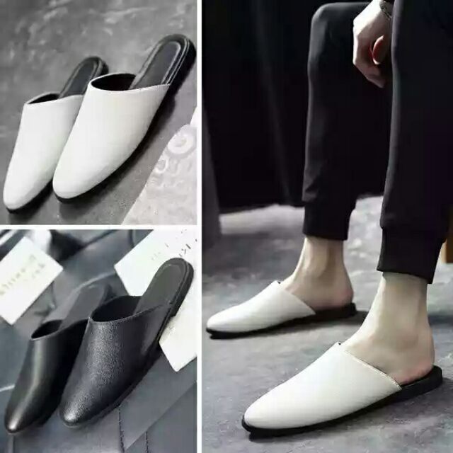 Giầy sục nam hai loại da bóng & da lộn