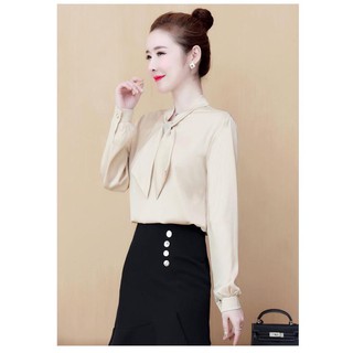 Áo Kiểu Sơ Mi Nữ Phi Lụa Cổ Đính Hạt BY6362