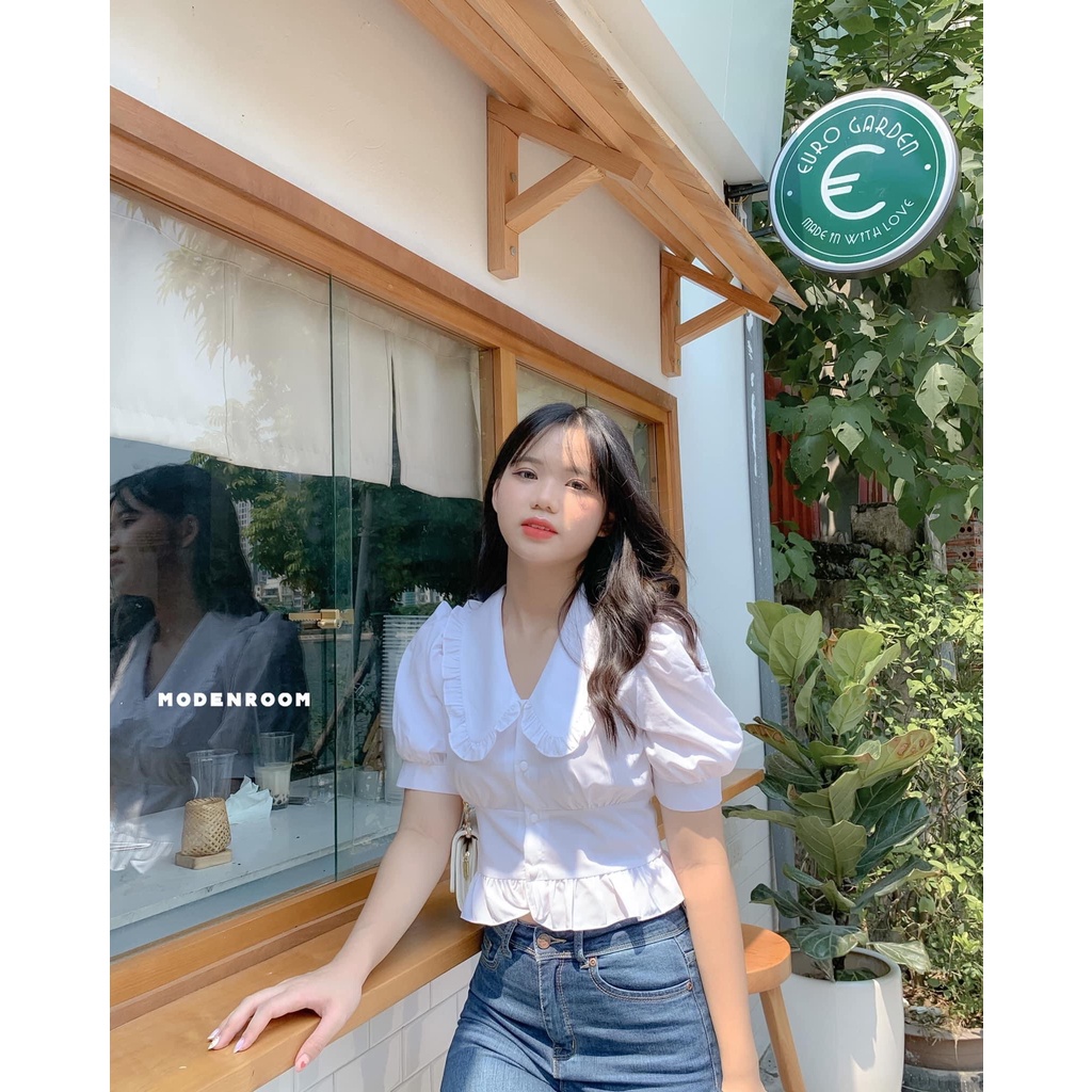 Áo Sơ Mi Suông Nhẹ Cổ Tròn LOVELY (TRẮNG), Áo sơmi thiết kế kiểu phong cách nhẹ nhàng TN1363