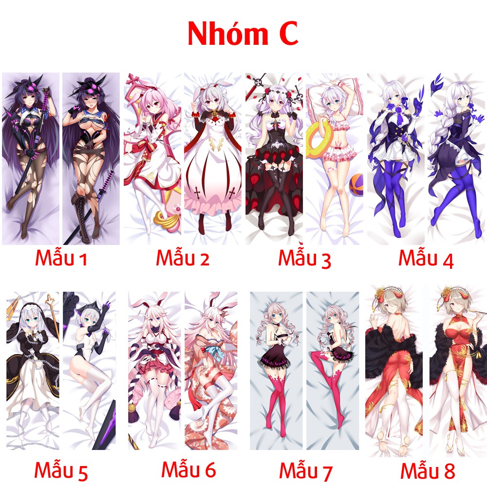 {48 mẫu Dakimakura} Vỏ Gối ôm Anime Honkai Impact + Love Live! siêu to dài 1,5m x 50cm hàng có sẵn đặt theo yêu cầu